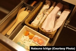 Organizing expert Marie Kondo keeps clutter out of a kitchen drawer. (Photo Credit: Natsuno Ichigo)