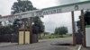 The entrance to an army base camp that was the scene of recent fighting in Abidjan, Ivory Coast, August 6, 2012. 