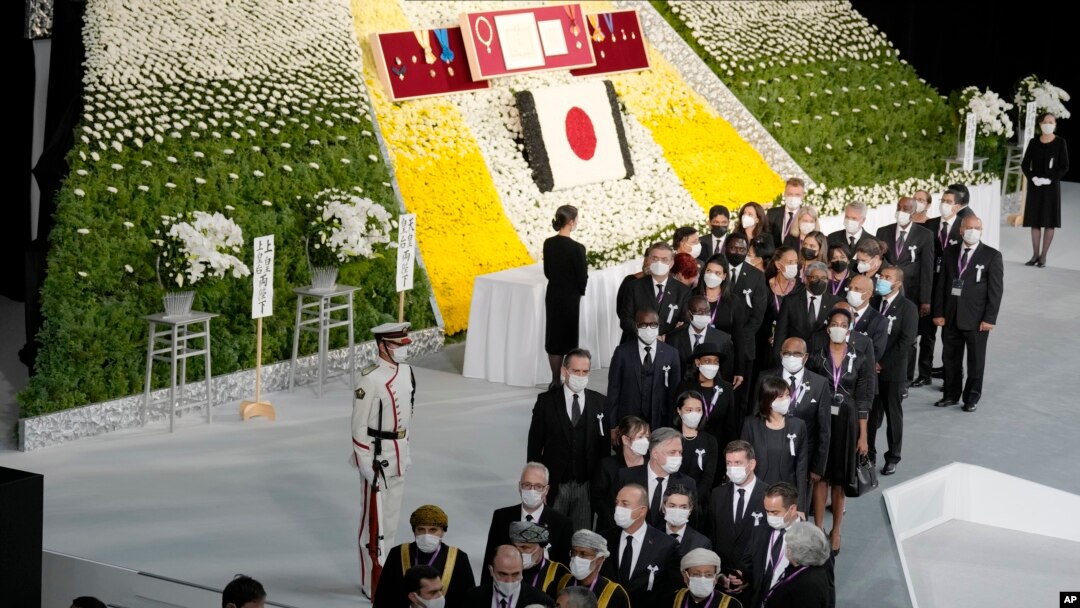 日本2022年9月27日为前首相安倍晋三举行国葬。（美联社）