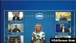 Jill Biden invitó a cinco activistas a una recepción virtual previa al discurso del presidente Biden ante el Congreso. 