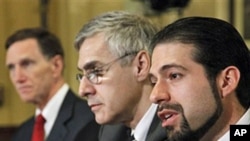 From left: TSA Administrator John Pistole, NYC Police Department Deputy Commissioner for Counterterrorism Richard Daddario, and Chicago Transit Authority President Richard Rodriguez, testify on Capitol Hill, before the House Homeland Security Committee, M