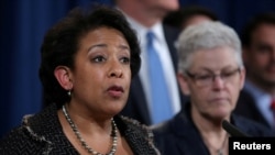 FILE - U.S. Attorney General Loretta Lynch holds a news conference, in Washington U.S., January 11, 2017. 