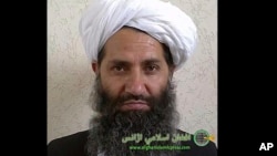 FILE - The reclusive leader of the Afghan Taliban, Hibatullah Akhundzada, shown here in an undated photo at an unknown location, released a written statement on April 6, 2024. It touched on diplomatic relations, the economy, justice, charity and the virtues of meritocracy
