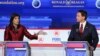 ARCHIVO - La exembajadora ante la ONU, Nikki Haley, izq, junto al gobernador de Florida, Ron DeSantis, interviene durante el segundo debate de primarias presidenciales republicanas, el 27 de septiembre de 2023, en Simi Valley, California.