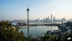 FILE - The Macau Tower is seen during the National Day holidays in Macao, Oct. 7, 2024. 