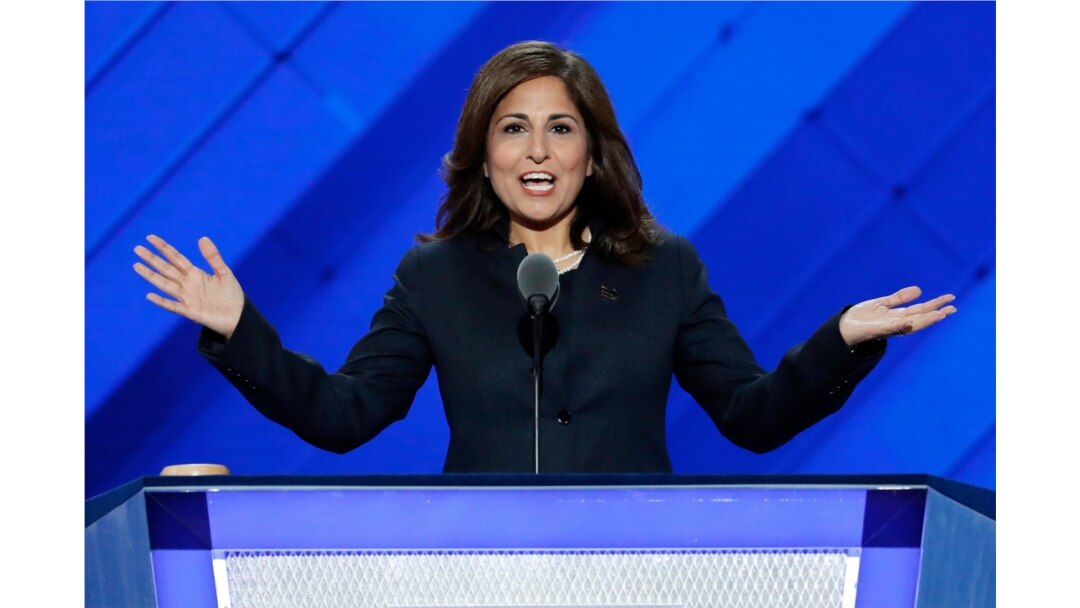 FILE - In this July 27, 2016, file photo, Neera Tanden speaks at the Democratic National Convention in Philadelphia.