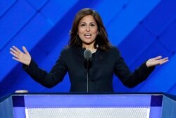 FILE - In this July 27, 2016, file photo, Neera Tanden speaks at the Democratic National Convention in Philadelphia.