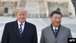 Le président américain Donald Trump et le président chinois Xi Jinping, à la Cité interdite à Beijing, le 8 novembre 2017.