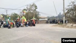 မူဆယ္ သပိတ္ျမင္ကြင္း။ (ဓါတ္ပုံ - မူဆယ္ေဒသခံတဦး - မတ္ ၈၊ ၂၀၂၁)