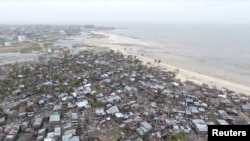 Drone footage shows destruction after Cyclone Idai in the settlement of Praia Nova, which sits on the edge of Beira, Mozambique, March 18, 2019