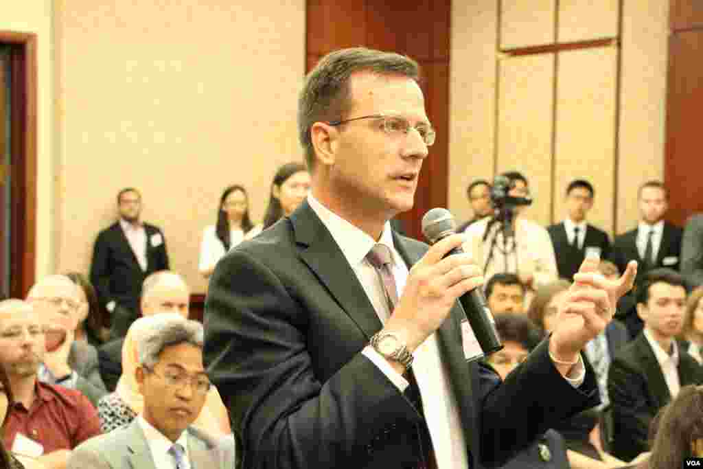 Brian Eyler, Director and Senior Associate Southeast Asia Program, STIMSON Center during 40th Anniversary Cebration of the US-ASEAN Partnership at Capitol Visitor Center on Tuesday May 16, 2017. (Seourn Vathana/VOA Khmer)