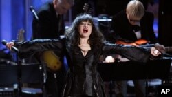 FILE - Ronnie Spector performs during the 2010 Rock and Roll Hall of Fame induction ceremony at the Waldorf Astoria Hotel in New York, March 15, 2010. Spector died Jan. 12, 2022, at age 78.