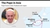 Carte indiquant l'itinéraire et les dates de la visite du pape François en Asie, du 19 au 26 novembre.