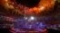 FILE - Fireworks explode during the closing ceremony of the 1st European Games in Baku, Azerbaijan, June 28, 2015. 