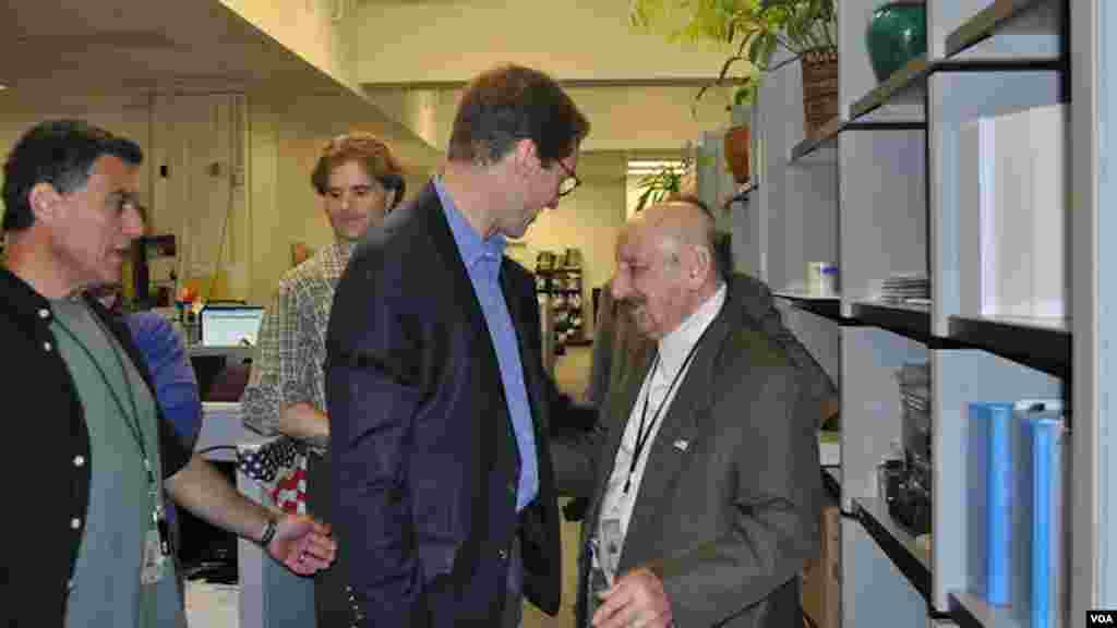 VOA Director David Ensor speaking to Leo at his retirement party on September 28, 2012, thanking him for his years of contribution. 