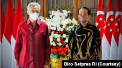 Presiden Jokowi dan PM Singapura Lee Hsie Loong dalam pertemuan bilateral di The Sanchaya Resort Bintan, Kabupaten Bintan, Kepulauan Riau, Selasa (25/1). (Foto: Courtesy/Biro Setpres)