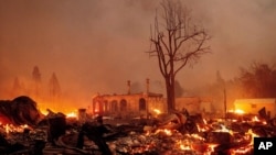 “迪克西野火”把加州北部的淘金历史小镇格林维尔焚毁（2021年8月4日）