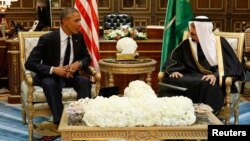 FILE - U.S. President Barack Obama meets with Saudi Arabia's King Salman at Erga Palace in Riyadh, Jan. 27, 2015. 