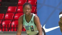 Vanessa, a 16-year-old basketball player from Cameroon, says she is looking forward to returning home and sharing what she has learned at Basketball Without Borders. (E. Sarai/VOA)