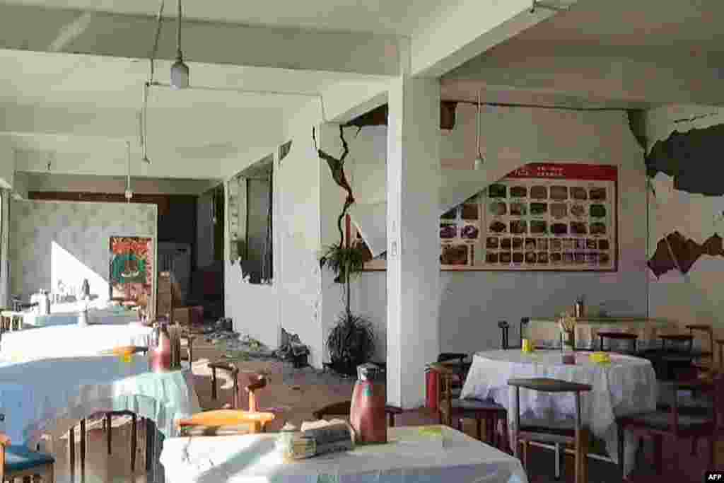 This frame grab from a user-generated content (UGC) video shows cracks on the walls of a restaurant in Lhatse County in China&#39;s Tibet after an earthquake struck the area.&nbsp;A devastating earthquake in Tibet killed at least 126 people and collapsed &quot;many buildings,&quot; state media reported, with tremors also felt in neighboring Nepal&#39;s capital Kathmandu and parts of India. &nbsp;