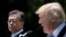 FILE - South Korean President Moon Jae-in and U.S. President Donald Trump, right, deliver a joint statement from the Rose Garden of the White House in Washington, June 30, 2017.