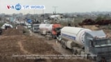 VOA60 World - Long lines of vehicles seen in Netzarim corridor in Gaza after Israeli withdrawal