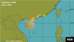 Typhoon Linfa, weather prediction map as of July 9, 2015