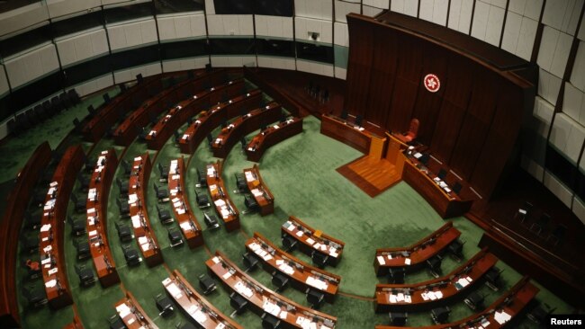 香港立法会四名民主派议员被取消资格后的立法会大厅。(2020年11月11日)