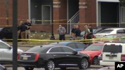 This image taken from video provided by WSFA shows law enforcement working at the scene of a shooting at Tuskegee University, in Tuskegee, Alabama, Nov. 10, 2024. (WSFA via AP)