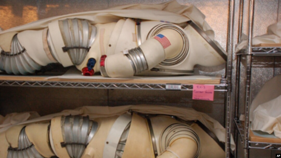 These experimental suits - along with suits that were used in space - are stored in a climate-controlled facility outside of Washington, DC.
