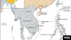 Bản đồ đường lưỡi bò do Trung Quốc vẽ, giành chủ quyền hầu như toàn bộ lãnh hải ở Biển Đông.