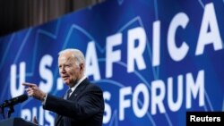 U.S. President Biden addresses the second U.S.-Africa Leaders Summit in Washington on Wednesday December 14, 2022.