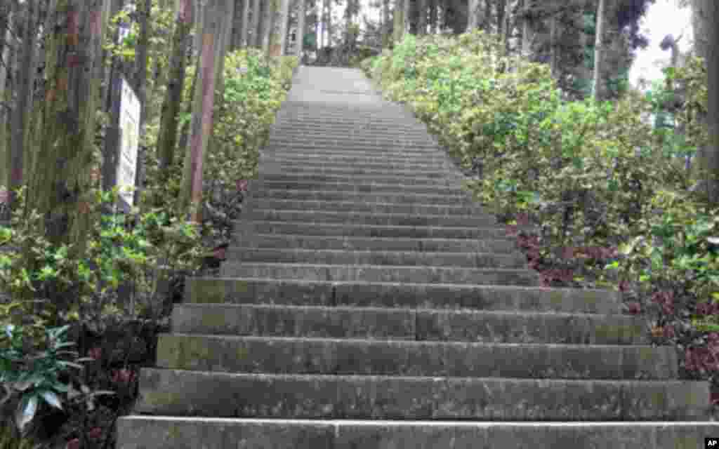 黄洋界景点有个100多级的台阶，被称为“好汉坡”