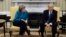 အမေရိကန် သမ္မတ Donald Trump နဲ့ ဂျာမနီဝန်ကြီးချုပ် Angela Merkel တို့ဟာ သောကြာနေ့က ဝါရှင်တန်ဒီစီ သမ္မတအိမ်ဖြူမှာ တွေ့ဆုံ။