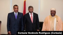 Sassou Nguessu (Sudão), João Lourenço (Angola) e Ali Bongo (Gabão)