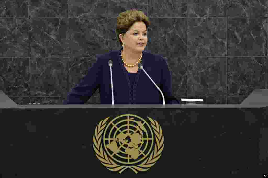 La presidenta de Brasil, Dilma Rousseff condena el espionaje por parte de EE.UU. durante su discurso ante la Asamblea General de la ONU, el martes 24 de septiembre.