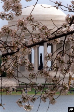 The Thomas Jefferson statue in the Jefferson Memorial on the Tidal Basin in Washington, April 6, 1999