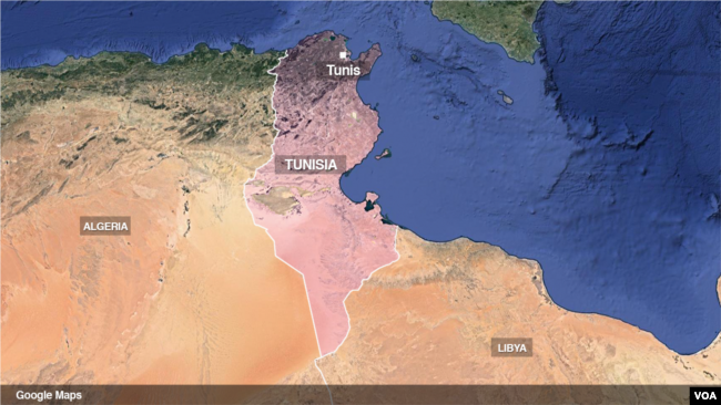 Locator map of Tunisia.