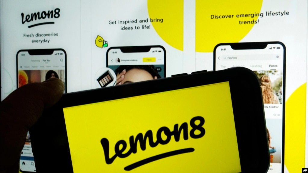 资料照片：字节跳动旗下应用程序Lemon8的标志。(photo:VOA)