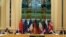 This handout photo taken and released on May 1, 2021, shows delegation members from the parties to the Iran nuclear deal - Germany, France, Britain, China, Russia and Iran – attending a meeting in Vienna as they try to restore the deal.