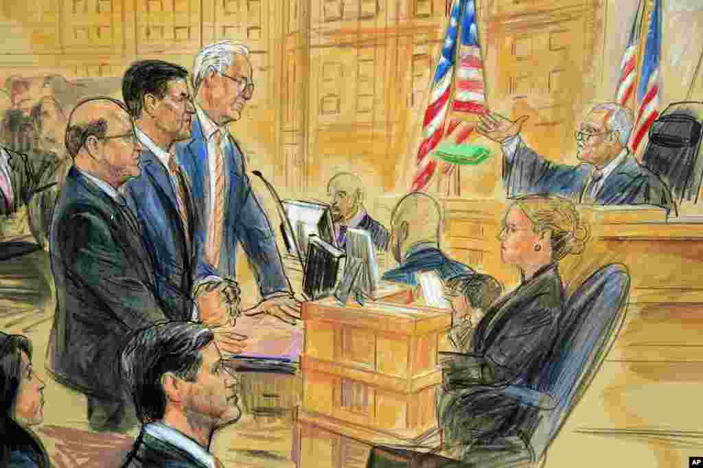 یک نقاشی از جلسه دادگاه مایکل فلین مشاور امنیت ملی پیشین کاخ سفید که به جرم دروغ به اف بی آی محاکمه می شود. حکم او قرار است در ماه مارس اعلام شود. چون اکثر محاکم آمریکا اجازه فیلمبرداری ندارند، از جلسه دادگاه نقاشی می شود.