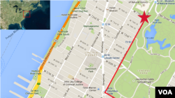 Macy's Thanksgiving Day Parade route (click to enlarge)