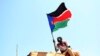 FILE - A man waves a South Sudanese flag in the town of Abyei, October 31, 2013. 