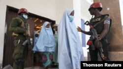 Some of the kidnapped schoolgirls are seen following their release, in Zamfara, Nigeria, March 2, 2021.