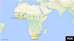 Map of countries in Africa where U.S. Assistant Secretary of Commerce for Industry & Analysis Marcus Jadotte will travel in March 2016. 