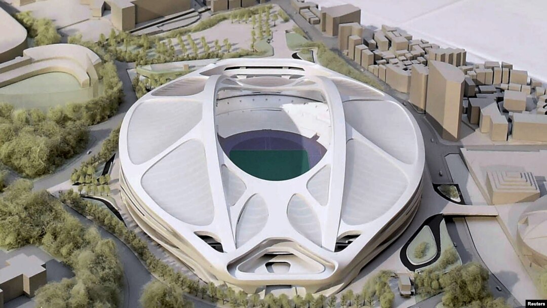 Model Stadion Nasional untuk Olimpiade dan Paralimpik Tokyo 2020 yang dirancang oleh arsitek Zaha Hadid.