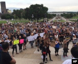 Protesters gather outside the Minnesota State Capitol June 16, 2017, after police Officer Jeronimo Yanez was cleared in the fatal shooting of Philando Castile.