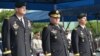USFK commander Gen. James Thurman is flanked by the incoming special operations commander, Brig. Gen. Eric Wendt (left) and Wendt's predecessor, Brig. Gen. Neil Tolley (right).(VOA/Steve Herman)