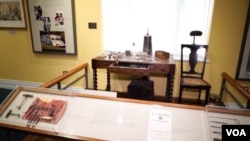 A recreation of a typical early dentist office is shown at the Dr. Samuel D. Harris National Museum of Dentistry at the University of Maryland in Baltimore. (From VOA Video)
