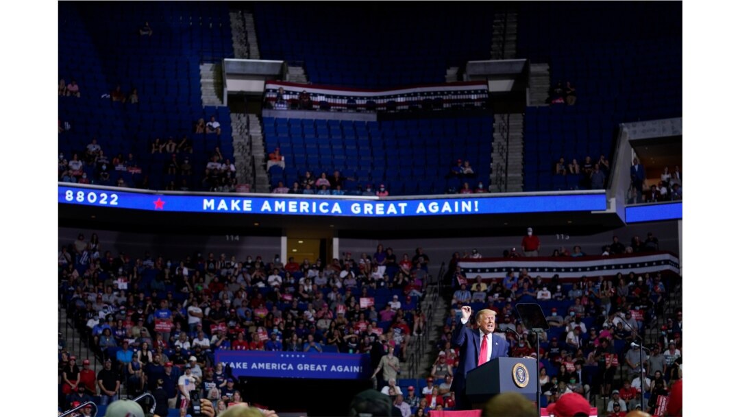 President Donald Trump speaks during a campaign rally at the BOK Center, June 20, 2020, in Tulsa, Oklahoma.